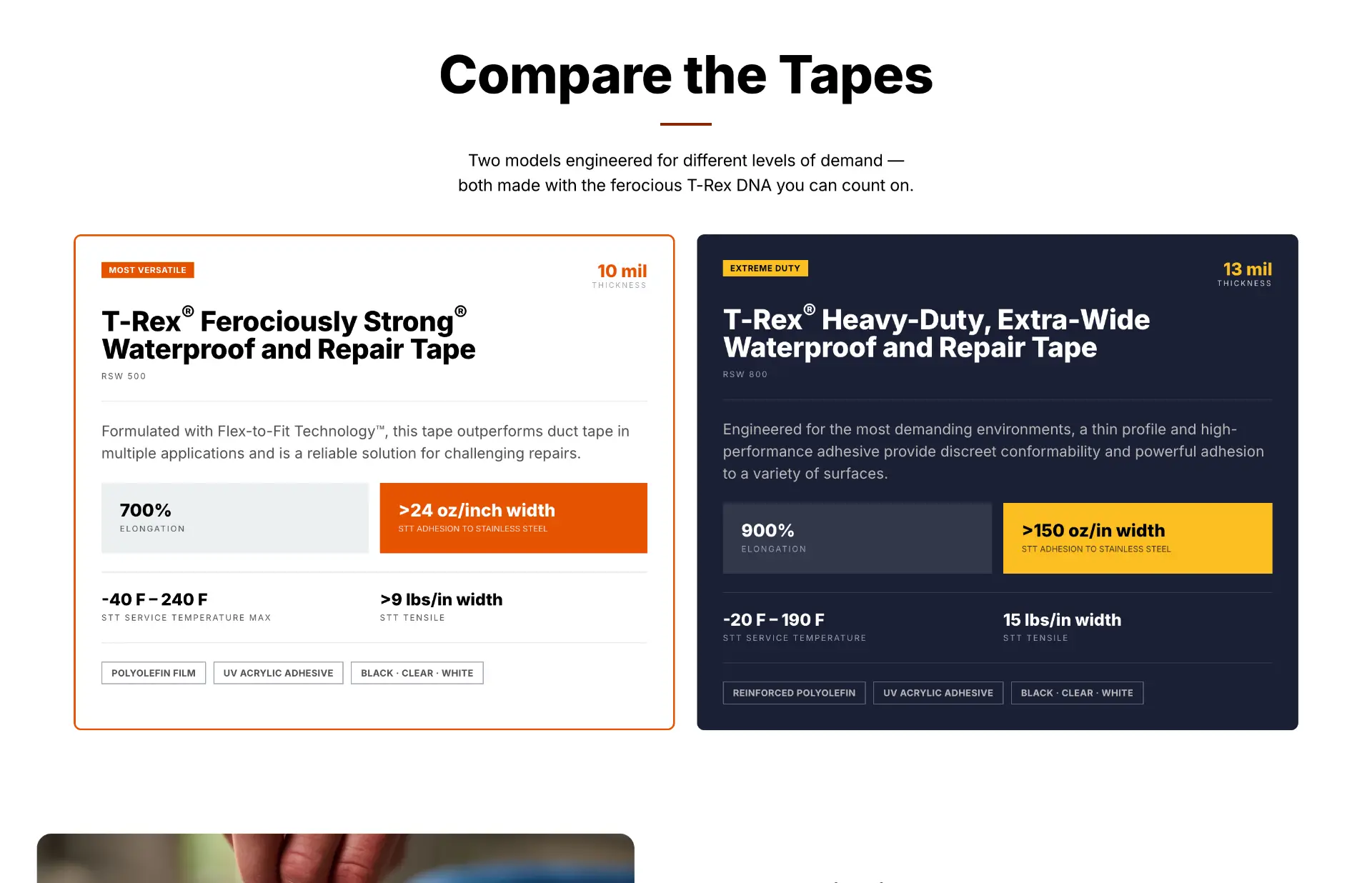 T-Rex Compare the Tapes page screenshot